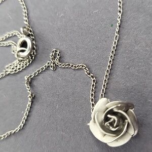 Sterling Silver Rose Necklace